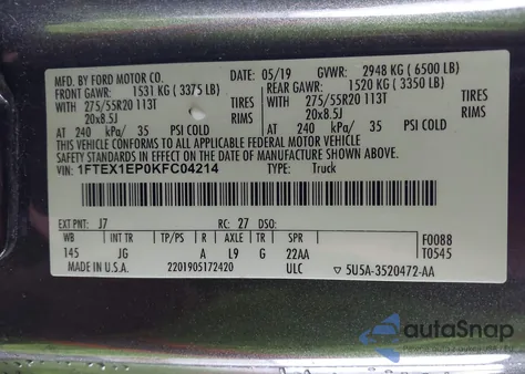 2019 Ford F-150 Xl from USA, damaged, VIN 1FTEX1EP0KFC04214